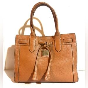 Dooney bourke brown leather satchel handbag. Like new, hardly used.